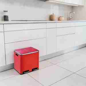 bote rectangular doble esmaltado rojo de 30 litros 2